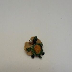 Green and Orange Turtle Brooch